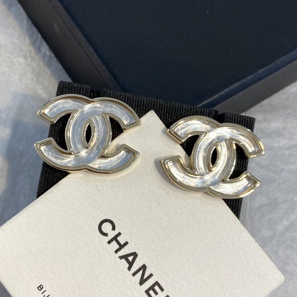 Auth CHANEL Metal Resin Earrings 25SS - Picture 3 of 5